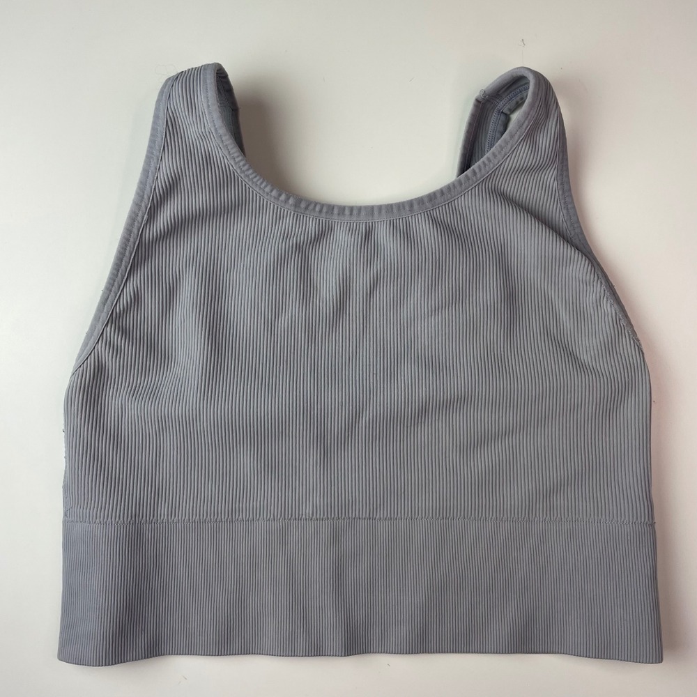 Victoria‎ Sport Womens Ribbed Seamless Crop Top Grey High Neck Size L/G